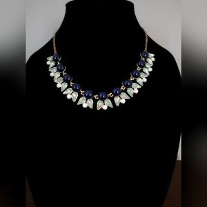 Jcrew classic necklace with navy blue, light blue and white stones